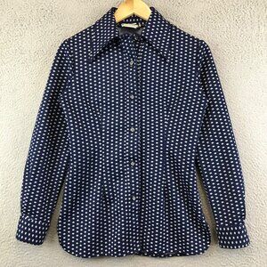 1970S Chapter Two COLLARED POLKA DOT BLOUSE size S